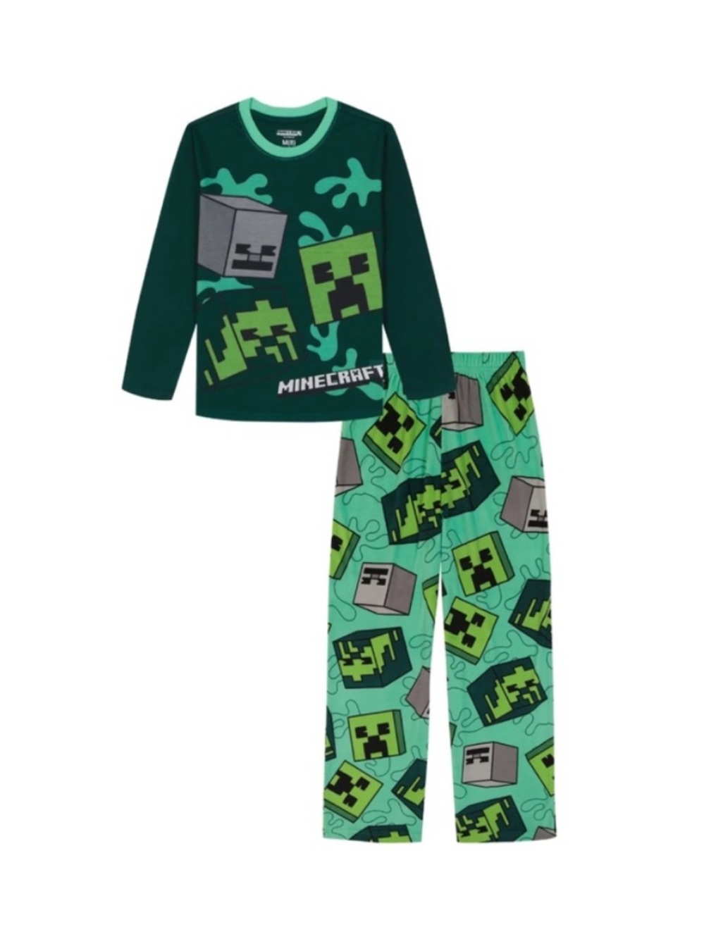 Minecraft Creeper Kids Pajama Set - Green and Black